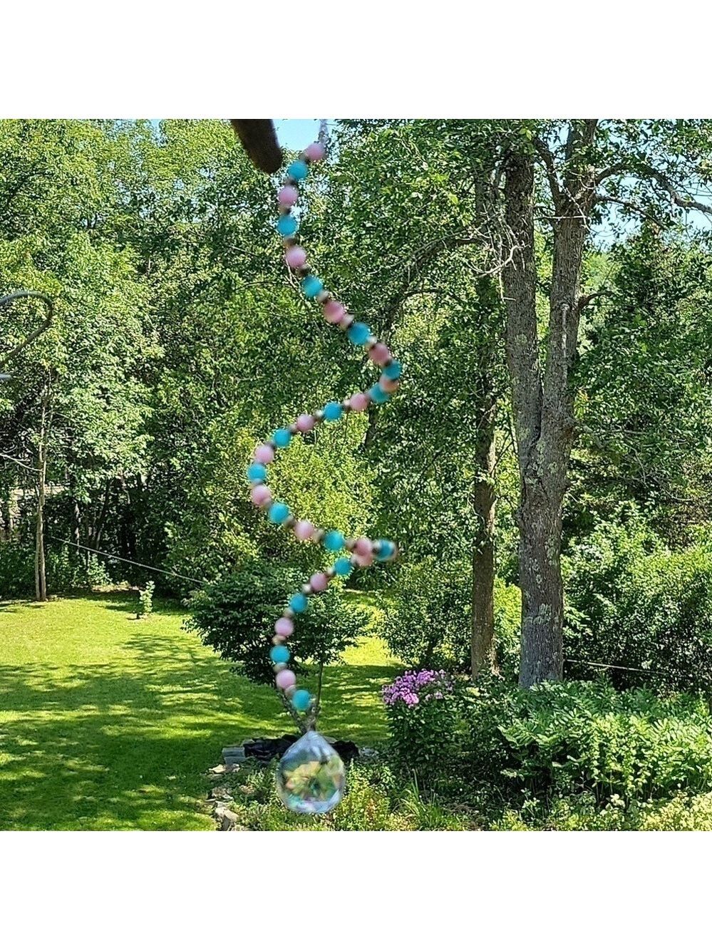 Cut Crystal Prism Handmade Beaded Spiral Suncatcher